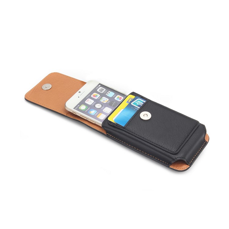 Pour Iphone SE (2020) / SE (2022) / 8/7 4,7 Pouces Vertical Flip en Cuir de Pochette de Carte de Cartes de Cartes de Cartes de Cartes Avec Clip de Ceinture - le Noir