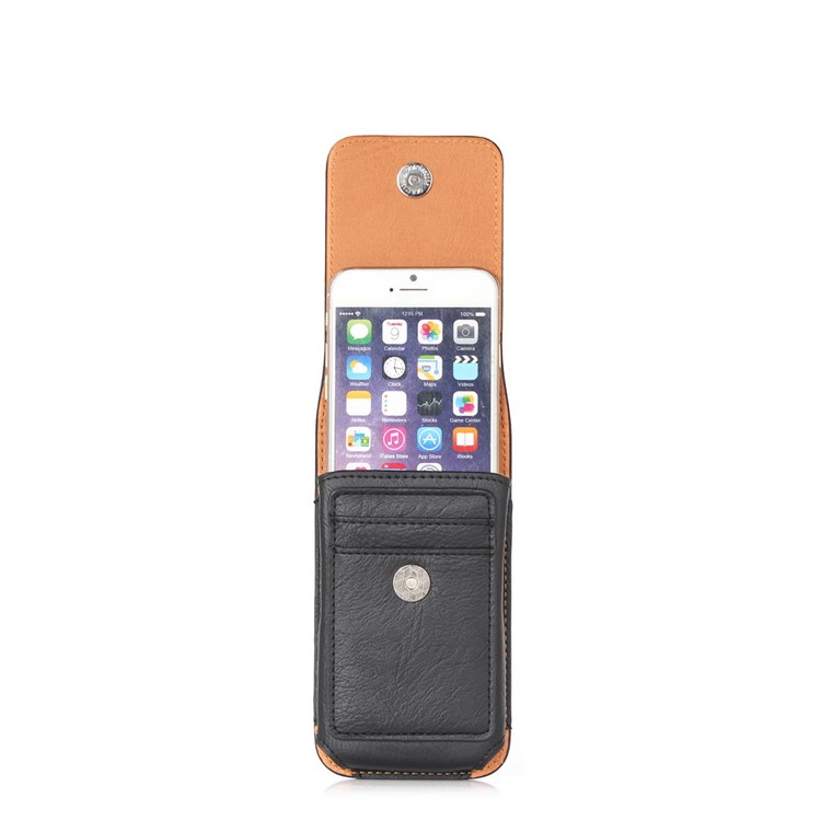 Für Das Iphone SE (2020)/SE (2022)/8/7 4,7 Zoll Vertikaler Flip Leder -beutel -kartenhalterholster Mit Gürtelclip - Schwarz