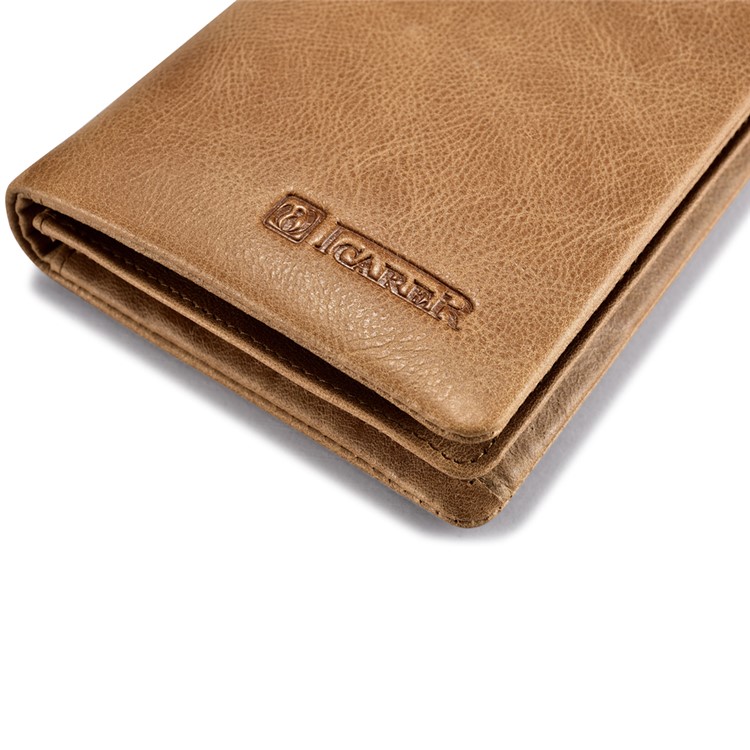 ICARER Wallet Cowhide Leather Mobile Phone Case for iPhone 7 Plus - Brown-10