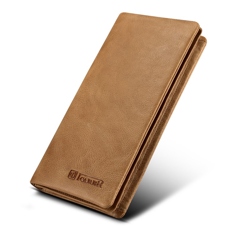 ICARER Wallet Cowhide Leather Mobile Phone Case for iPhone 7 Plus - Brown-5