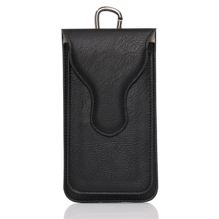 Elephant Texture Leather Pouch Holster with Carabiner for iPhone 7 Plus, Phones under 5.5 inch - Black-2