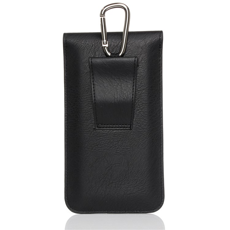 Elephant Texture Leather Pouch Holster with Carabiner for iPhone 7 Plus, Phones under 5.5 inch - Black-3