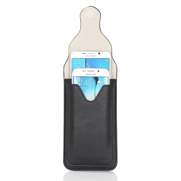 Elephant Texture Leather Pouch Holster with Carabiner for iPhone 7 Plus, Phones under 5.5 inch - Black-6