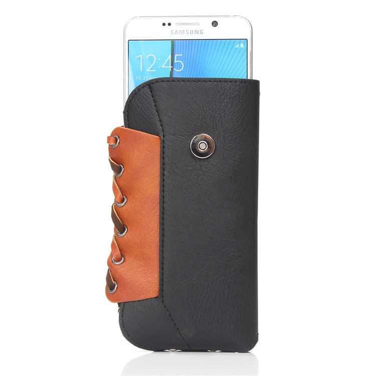Vintage Elephant Texture Leather Pouch Case for iPhone 7 Plus, Phone Under 5.5-inch - Black-3