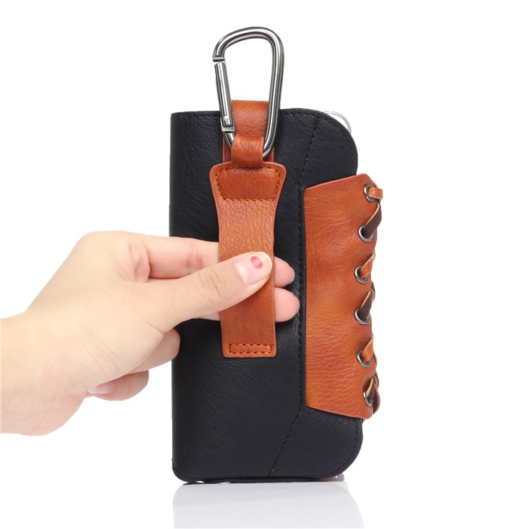 Vintage Elephant Texture Leather Pouch Case for iPhone 7 Plus, Phone Under 5.5-inch - Black-4