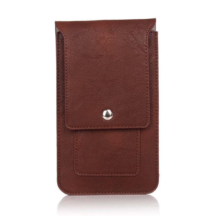 Elephant Texture Leather Pouch Case Holster for iPhone Samsung LG Phone Under 6.3-inch - Coffee-1
