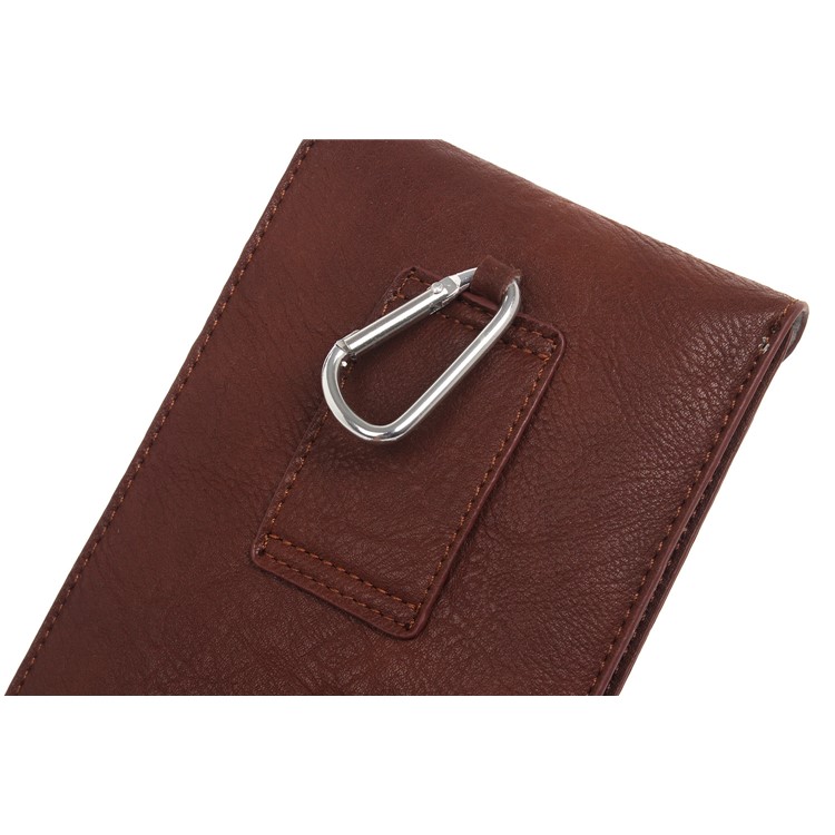 Elephant Texture Leather Pouch Case Holster for iPhone Samsung LG Phone Under 6.3-inch - Coffee-10