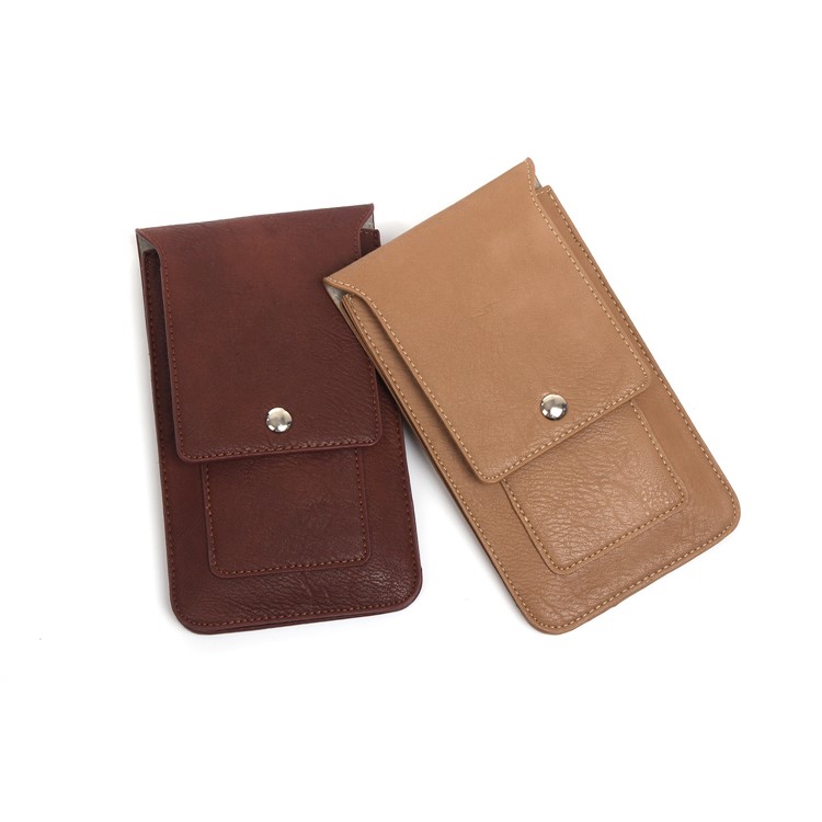 Elephant Texture Leather Pouch Case Holster for iPhone Samsung LG Phone Under 6.3-inch - Coffee-12