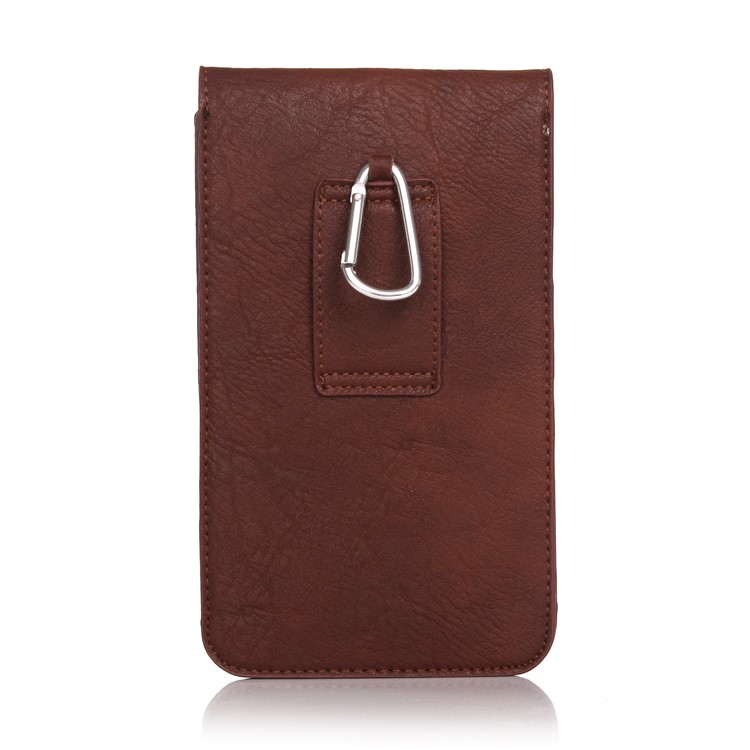 Elephant Texture Leather Pouch Case Holster for iPhone Samsung LG Phone Under 6.3-inch - Coffee-2