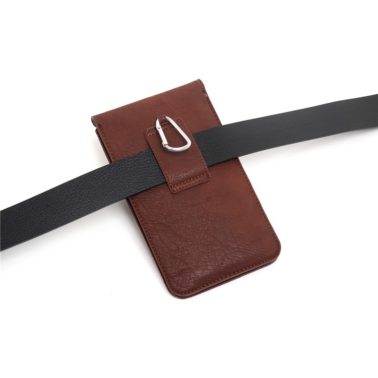 Elephant Texture Leather Pouch Case Holster for iPhone Samsung LG Phone Under 6.3-inch - Coffee-4