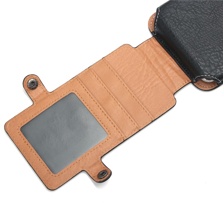 Size 130 x 65 x 10mm Card Holder Vertical Flip Leather Holster with Belt Loop for iPhone SE 5s 5c Etc - Black-10