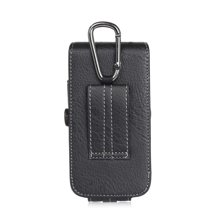 Size 130 x 65 x 10mm Card Holder Vertical Flip Leather Holster with Belt Loop for iPhone SE 5s 5c Etc - Black-2