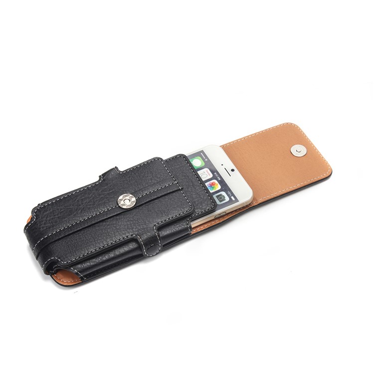 Size 130 x 65 x 10mm Card Holder Vertical Flip Leather Holster with Belt Loop for iPhone SE 5s 5c Etc - Black-3