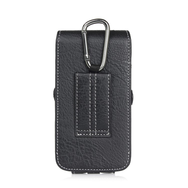 Size 140 x 73 x 10mm Card Slots Vertical Flip Leather Holster Case with Belt Loop for iPhone 7 6s 6 Etc - Black-2