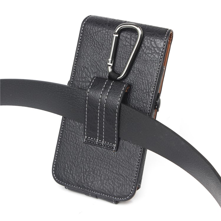 Size 140 x 73 x 10mm Card Slots Vertical Flip Leather Holster Case with Belt Loop for iPhone 7 6s 6 Etc - Black-3