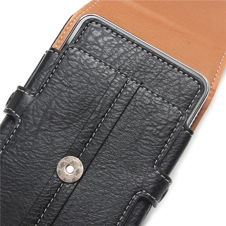 Größe 159 x 78 x 10 mm Riemenschleifenkartenschlitze Vertikales Lederholster Hülle Für Iphone 7 Plus/ 6s Plus Usw. - Schwarz