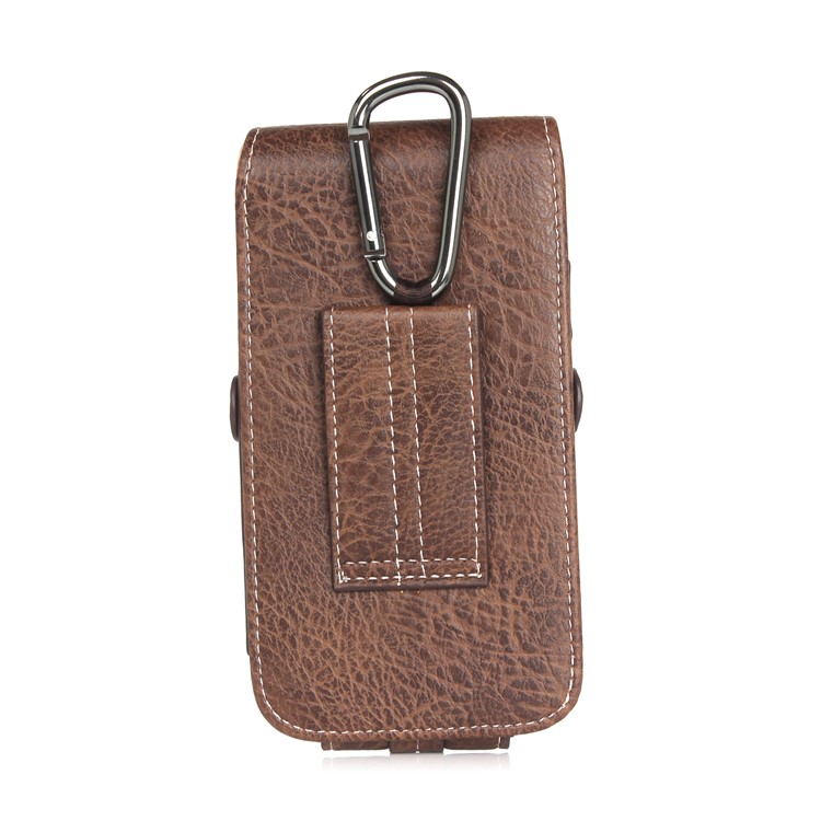 Belt Loop Card Slots Vertical Leather Holster Pouch for iPhone 7 Plus/ 6s Plus Etc, Size 159 x 78 x 10mm - Dark Brown-2