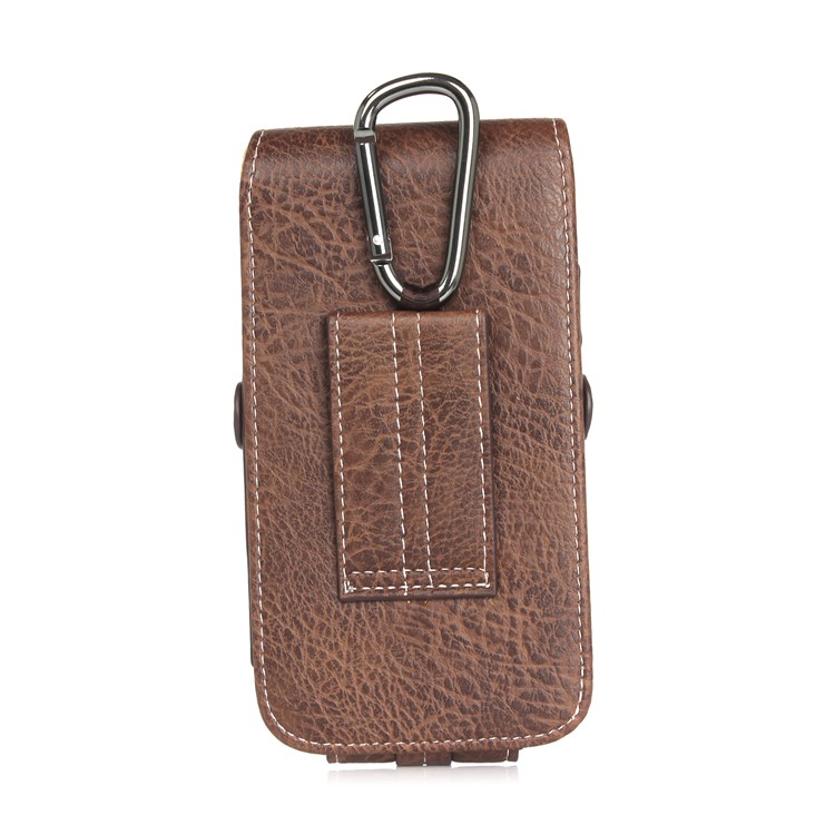 Ranuras de Bucle de Cinturón Bolsa de Molde de Cuero Vertical Para Iphone 7 Más/ 6s Más Etc., Tamaño 159 x 78 x 10 mm - Marron Oscuro-2