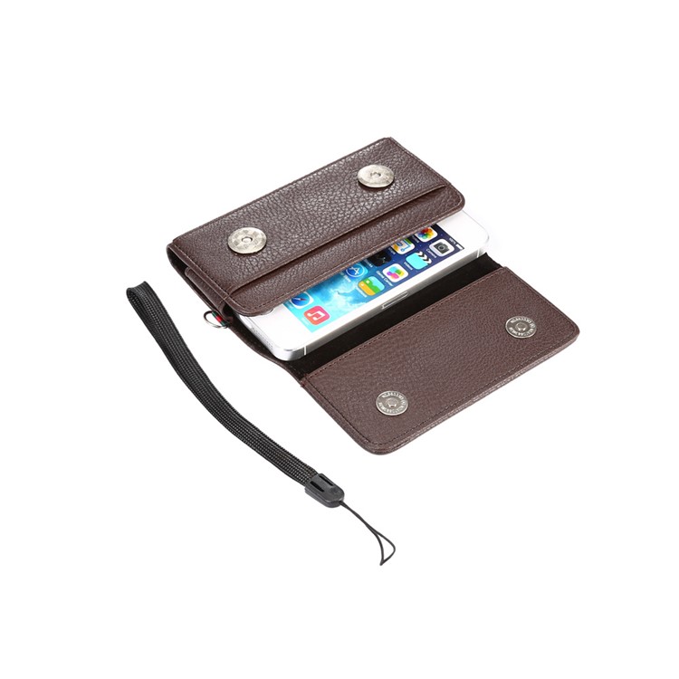 Litchi Texture Leather Pouch Business Holster for iPhone SE/5s/5 - Brown-4