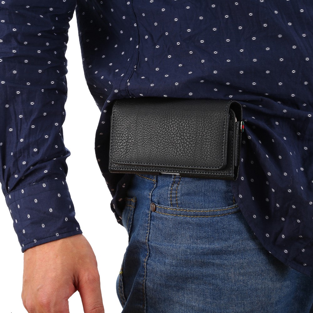 Litchi-Getreide-Ledertasche Für Samsung Galaxy S7 Edge / Huawei P9 Plus - Schwarz-8