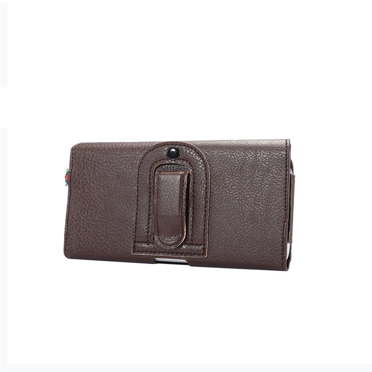 Litchi Texture Leather Pouch Case Holster for Samsung Galaxy S7 edge/Huawei P9 Plus - Brown-2