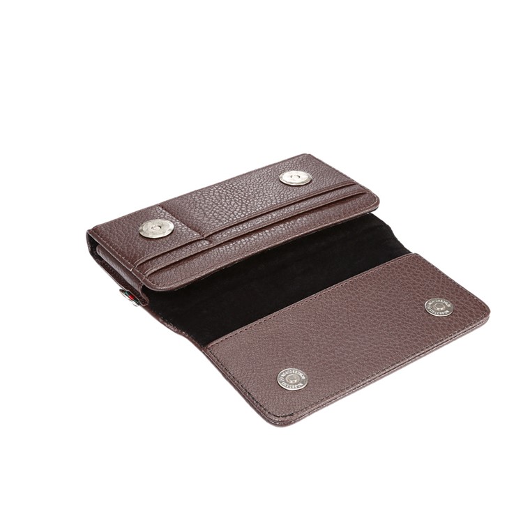 Litchi Texture Leather Pouch Case Holster for Samsung Galaxy S7 edge/Huawei P9 Plus - Brown-7