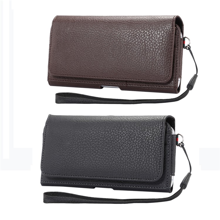 Litchi Texture Leather Pouch Case Holster for Samsung Galaxy S7 edge/Huawei P9 Plus - Brown-9