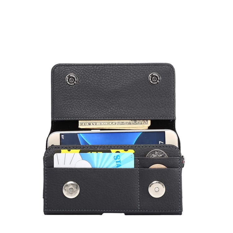 Bolsa De La Funda De Cuero Litchi Con Tragamonedas De Tarjetas De Billetera Para IPhone X / 8 Samsung S9 S8 S7 / Huawei P9 Etc. - Negro-3