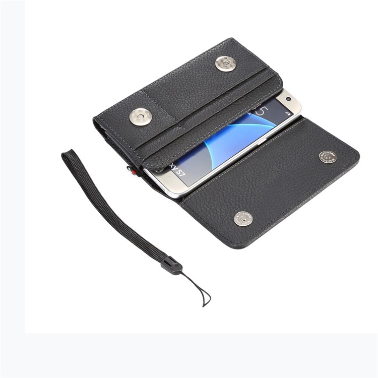Bolsa De La Funda De Cuero Litchi Con Tragamonedas De Tarjetas De Billetera Para IPhone X / 8 Samsung S9 S8 S7 / Huawei P9 Etc. - Negro-4