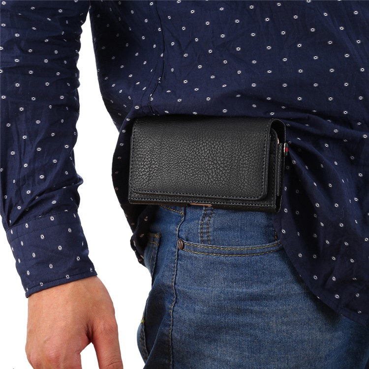 Bolsa De La Funda De Cuero Litchi Con Tragamonedas De Tarjetas De Billetera Para IPhone X / 8 Samsung S9 S8 S7 / Huawei P9 Etc. - Negro-6