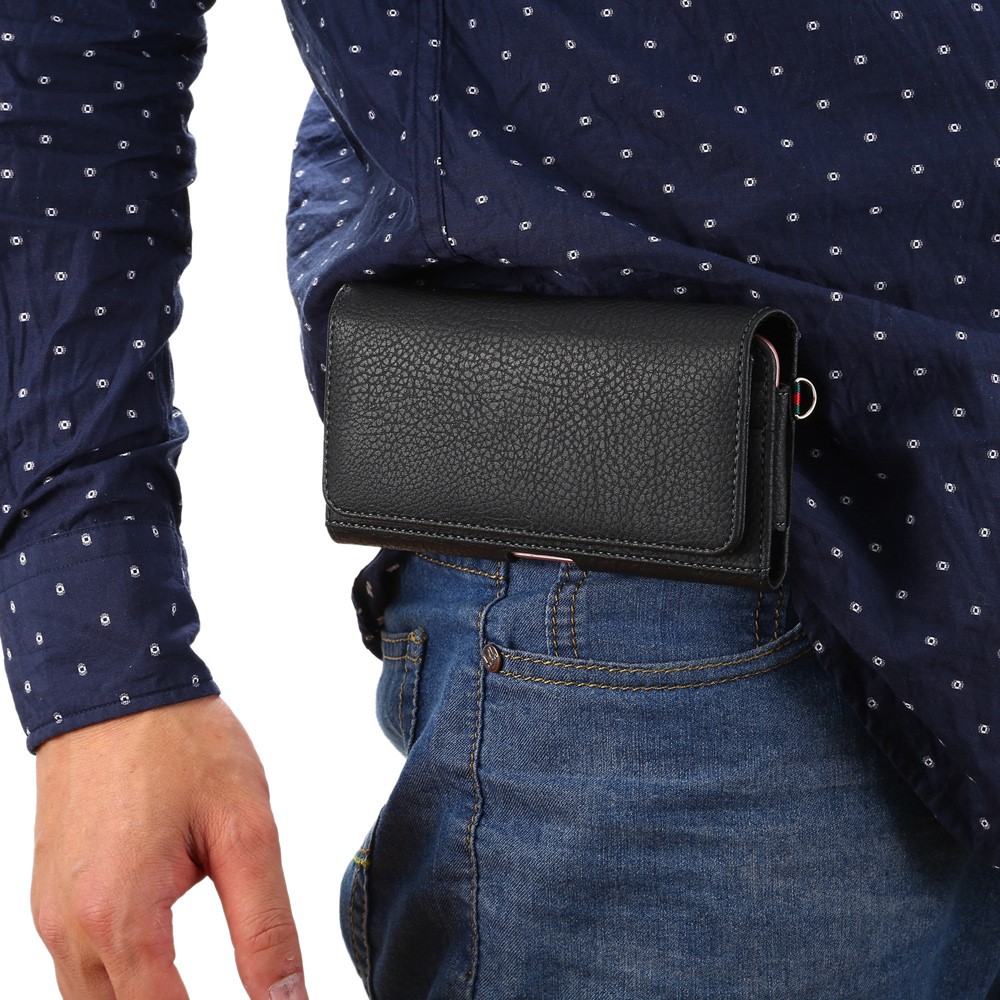Étui Portefeuille En Cuir Litchi Étui Pour Iphone 8 Plus / 7 Plus / Samsung Note 8 / S9 + / S8 + - Noir-6