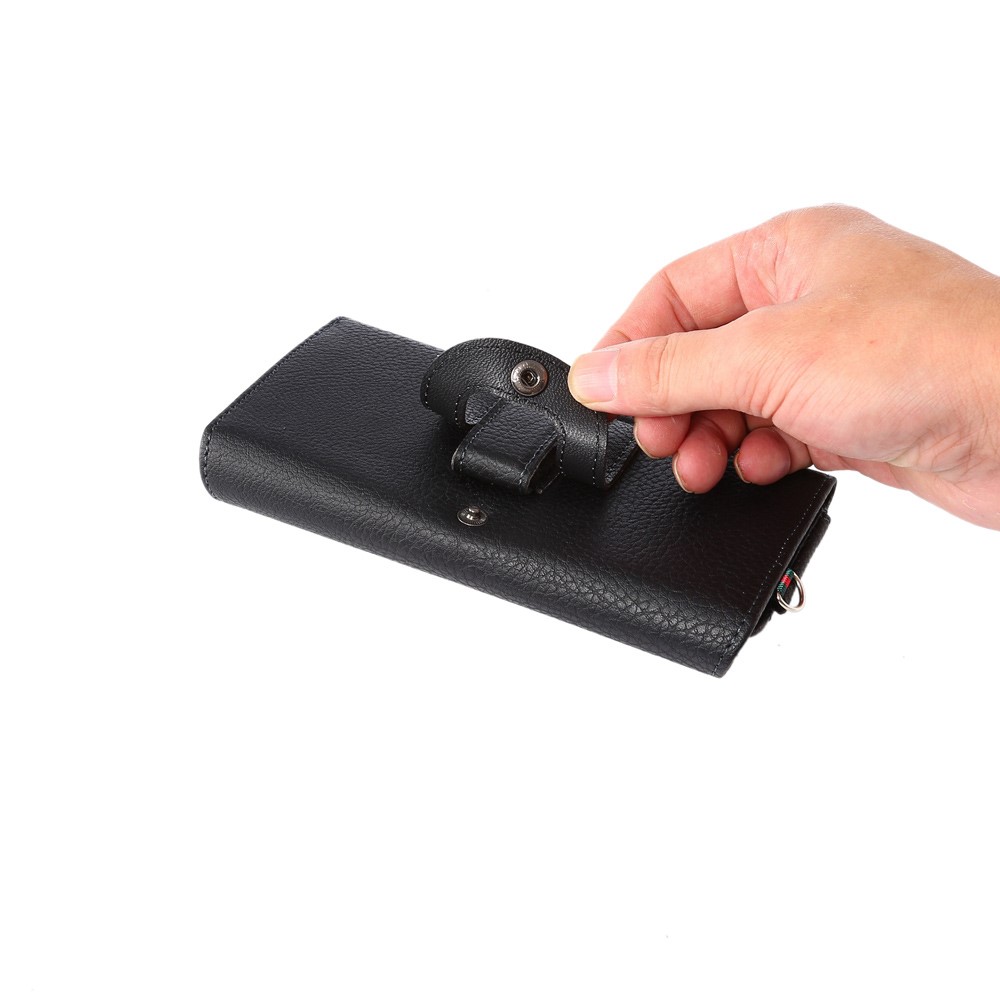 Étui Portefeuille En Cuir Litchi Étui Pour Iphone 8 Plus / 7 Plus / Samsung Note 8 / S9 + / S8 + - Noir-8