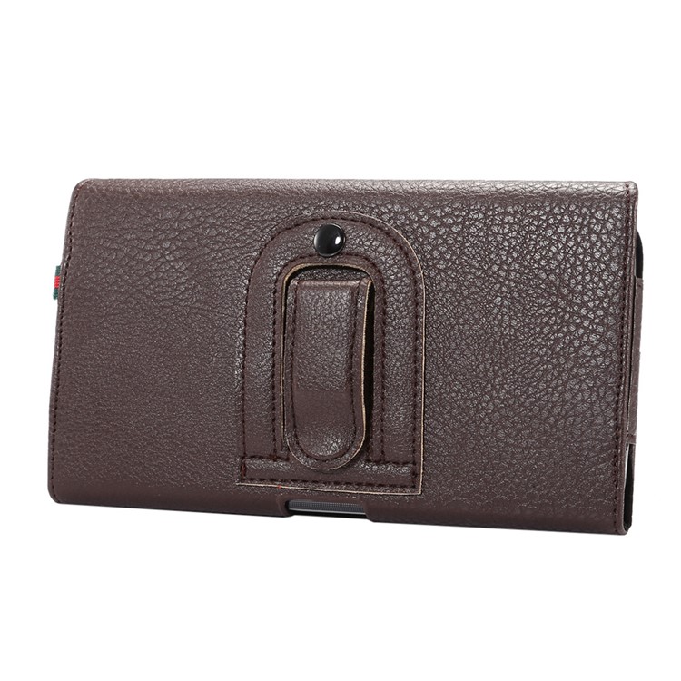 Litchi Grain Leather Holster Bag Case for Samsung Mega 6.3 I9200/Mega 5.8 I9150 - Brown-2