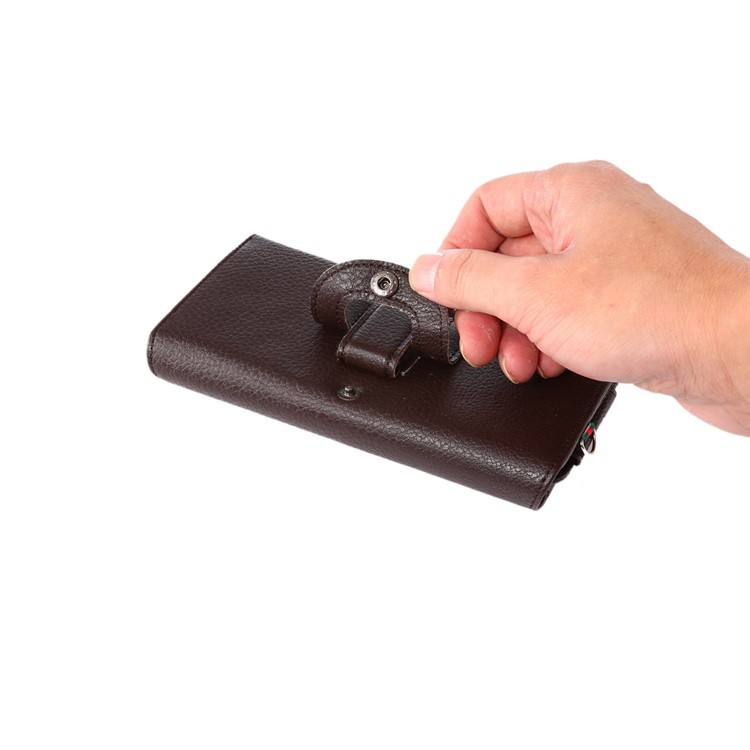 Litchi Grain Leather Holster Bag Case for Samsung Mega 6.3 I9200/Mega 5.8 I9150 - Brown-8