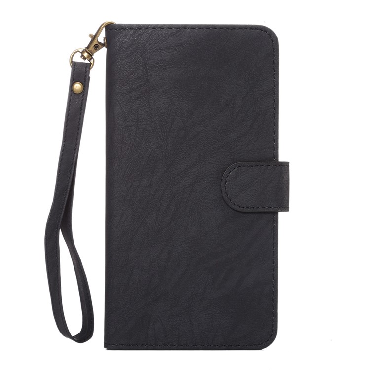 A1 Universal Leather Wallet Phone Case for Samsung Galaxy S9+/S8+/Note 8 with Lanyard - Black-1
