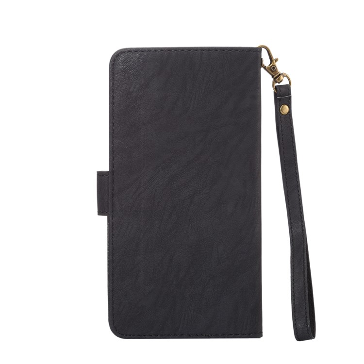 A1 Universal Leather Wallet Phone Case for Samsung Galaxy S9+/S8+/Note 8 with Lanyard - Black-2