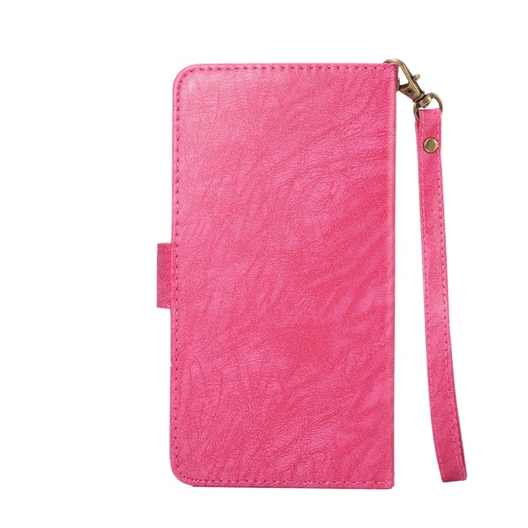 A1 Universal Leather Wallet Phone Shell for Samsung Galaxy S9+/S8+/Note 8 with Lanyard - Rose-2