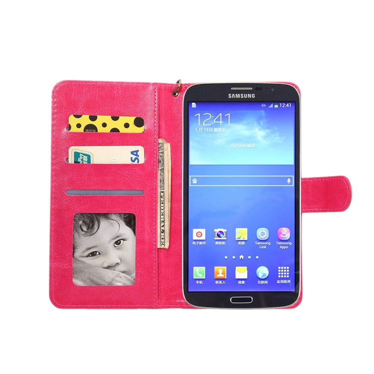 A1 Universal Leather Wallet Phone Shell for Samsung Galaxy S9+/S8+/Note 8 with Lanyard - Rose-3