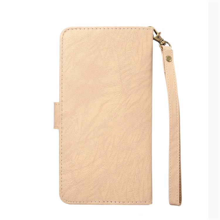 A1 Universal Leather Wallet Mobile Phone Case for Samsung Galaxy S9+/S8+/Note 8 with Lanyard - Apricot-2