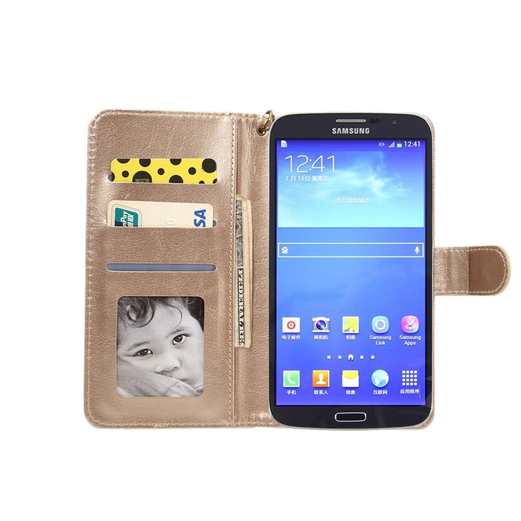 A1 Universal Leather Wallet Mobile Phone Case for Samsung Galaxy S9+/S8+/Note 8 with Lanyard - Apricot-3