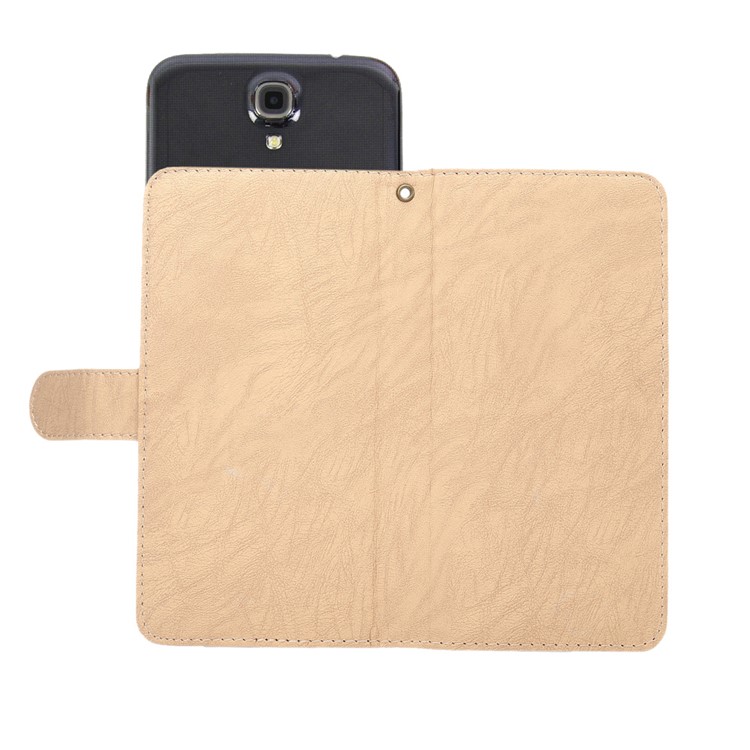 A1 Universal Leather Wallet Mobile Phone Case for Samsung Galaxy S9+/S8+/Note 8 with Lanyard - Apricot-6