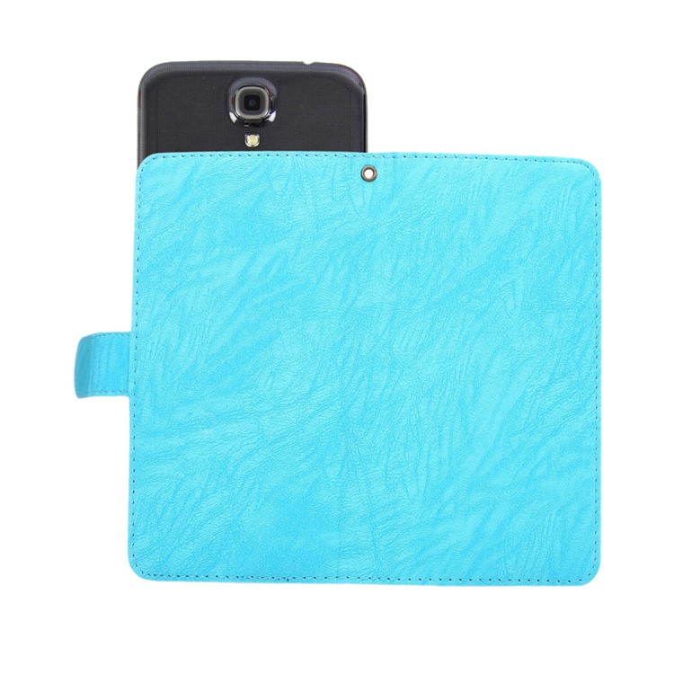 A1 Universal Leather Wallet Cell Phone Cover for Samsung Galaxy S9+/S8+/Note 8 Etc with Lanyard - Blue-6