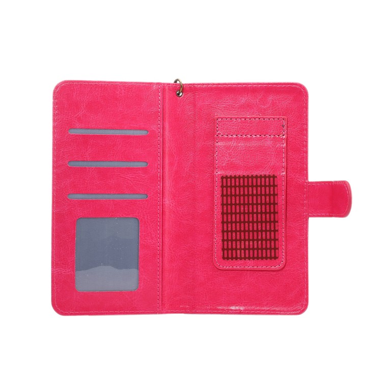Texture Leather Universal Wallet Mobile Case with Strap for Samsung S9 S8, Outer Size: 15.7x8x1.8cm - Rose-4