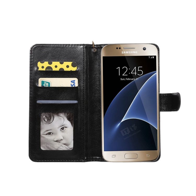 Texture Leather Wallet Universal Mobile Case with Strap for iPhone X/8, Outer Size: 14.5x7.5x1.8cm - Black-3