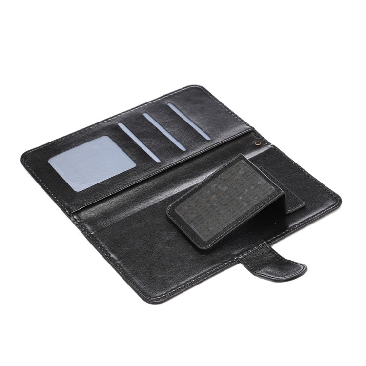 Texture Leather Wallet Universal Mobile Case with Strap for iPhone X/8, Outer Size: 14.5x7.5x1.8cm - Black-5
