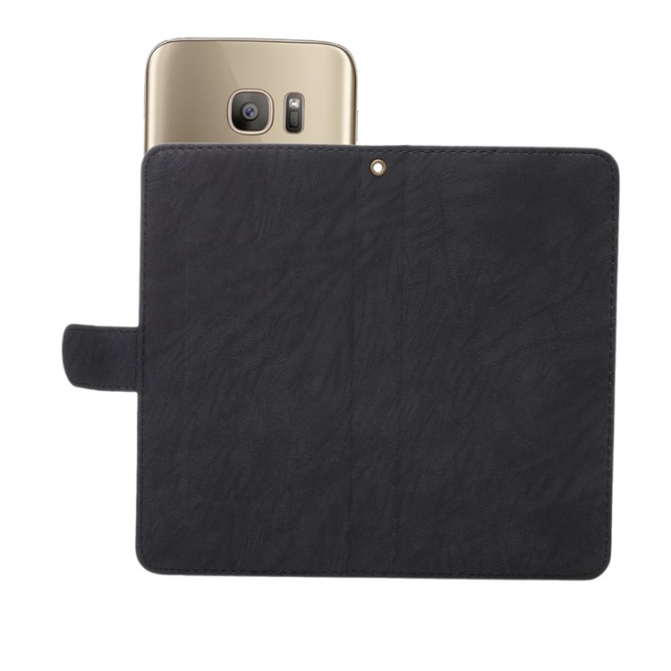 Texture Leather Wallet Universal Mobile Case with Strap for iPhone X/8, Outer Size: 14.5x7.5x1.8cm - Black-6