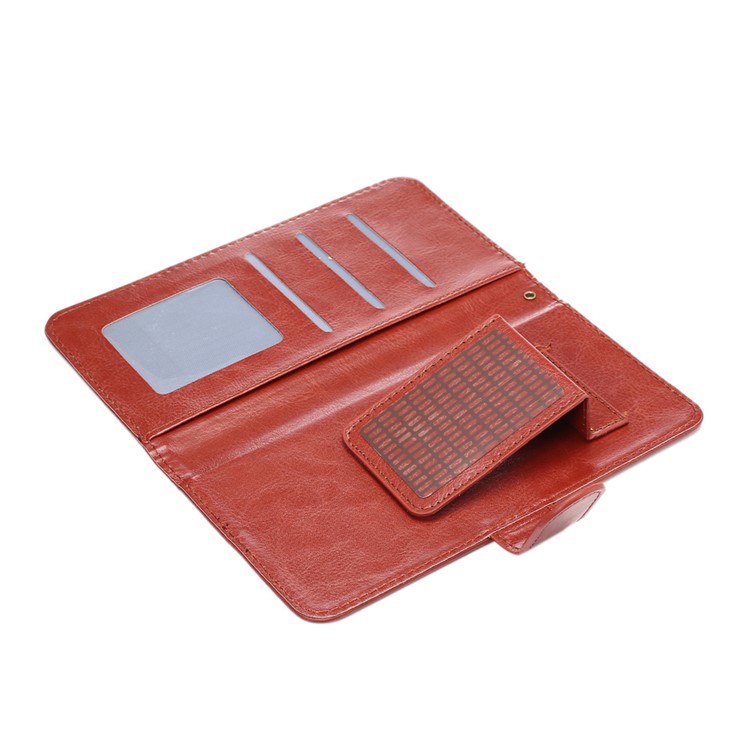 Texture Leather Wallet Universal Mobile Cover with Strap for iPhone X/8, Outer Size: 14.5x7.5x1.8cm - Red-5