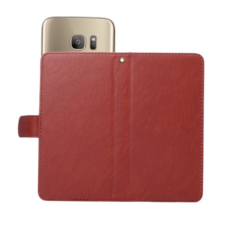Texture Leather Wallet Universal Mobile Cover with Strap for iPhone X/8, Outer Size: 14.5x7.5x1.8cm - Red-6