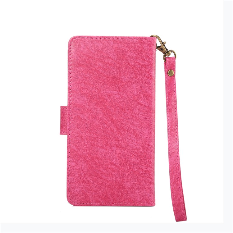 Texture Leather Wallet Universal Phone Case with Strap for iPhone X/8, Outer Size: 14.5x7.5x1.8cm - Rose-2