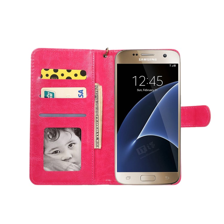 Texture Leather Wallet Universal Phone Case with Strap for iPhone X/8, Outer Size: 14.5x7.5x1.8cm - Rose-3